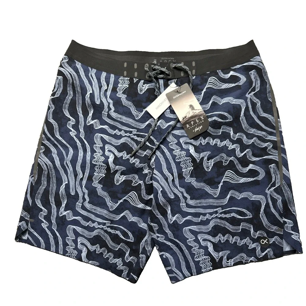 Outerknown Apex Evolution Mens Board Shorts 34 Blue Black Kelly Slater 1810058